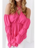 Spanish blouse with ruffles, pink 560 - Online store - Boutique